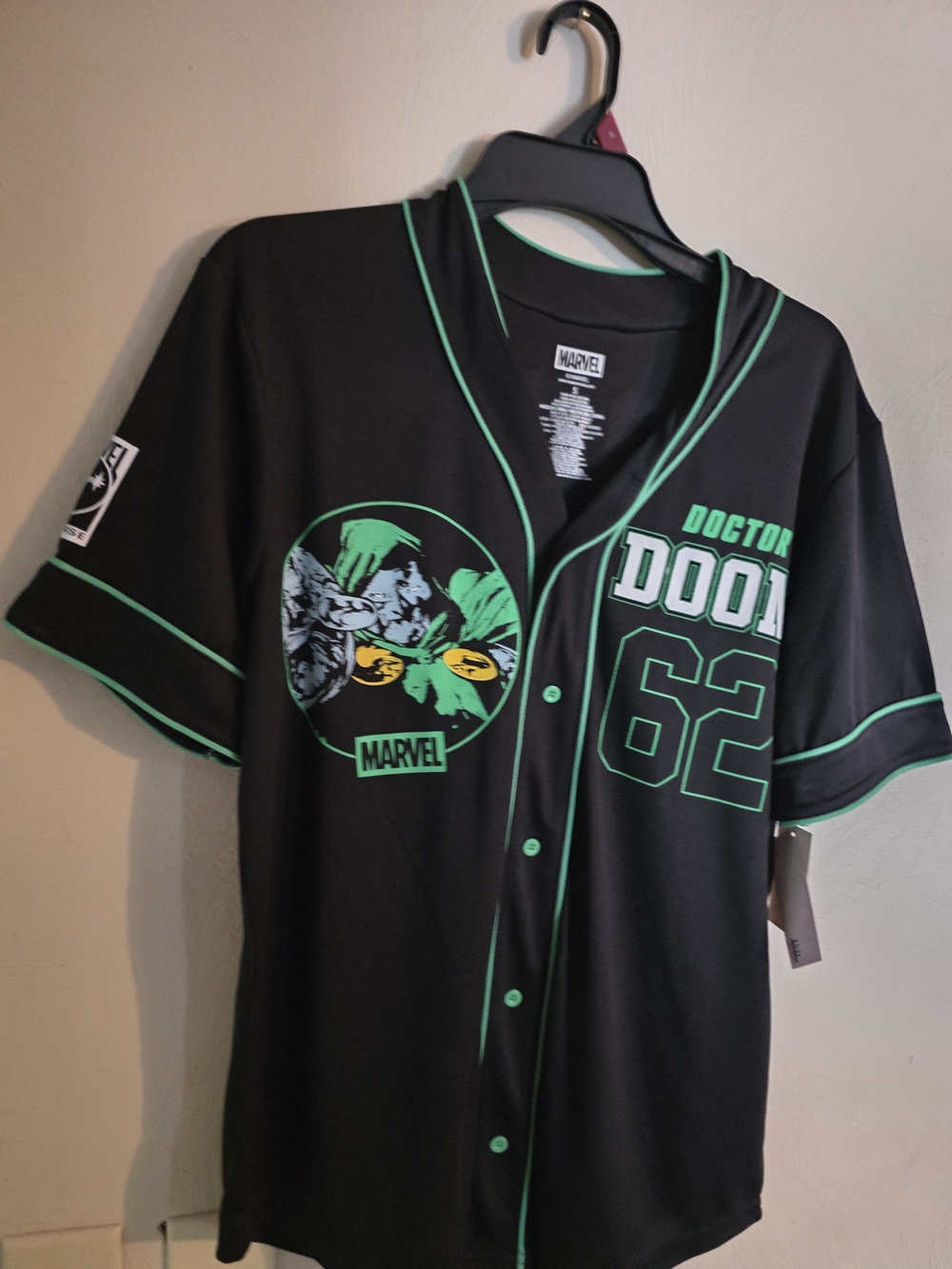 Marvel Doctor Doom Black & Green Baseball Jersey Shirt